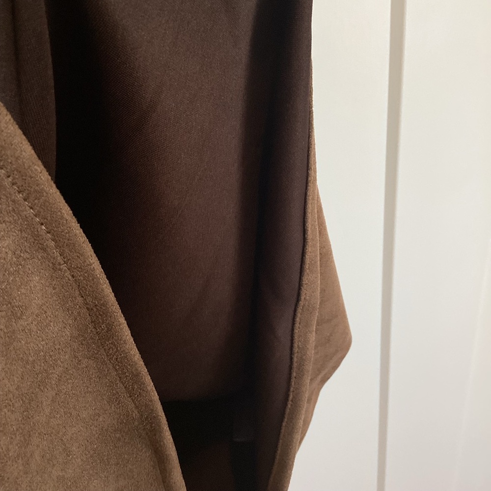 Anthropologie Flat White Faux-Suede Sleeveless Leather Bow-Trim Mini Dress - Picture 9 of 15